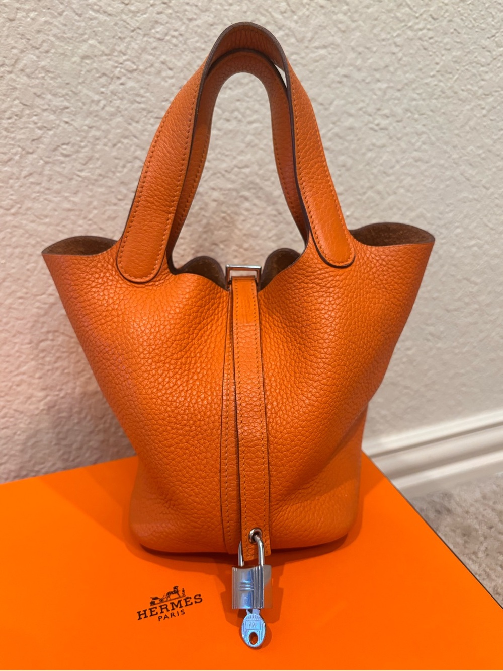 Hermes Orange Picotin Lock 18